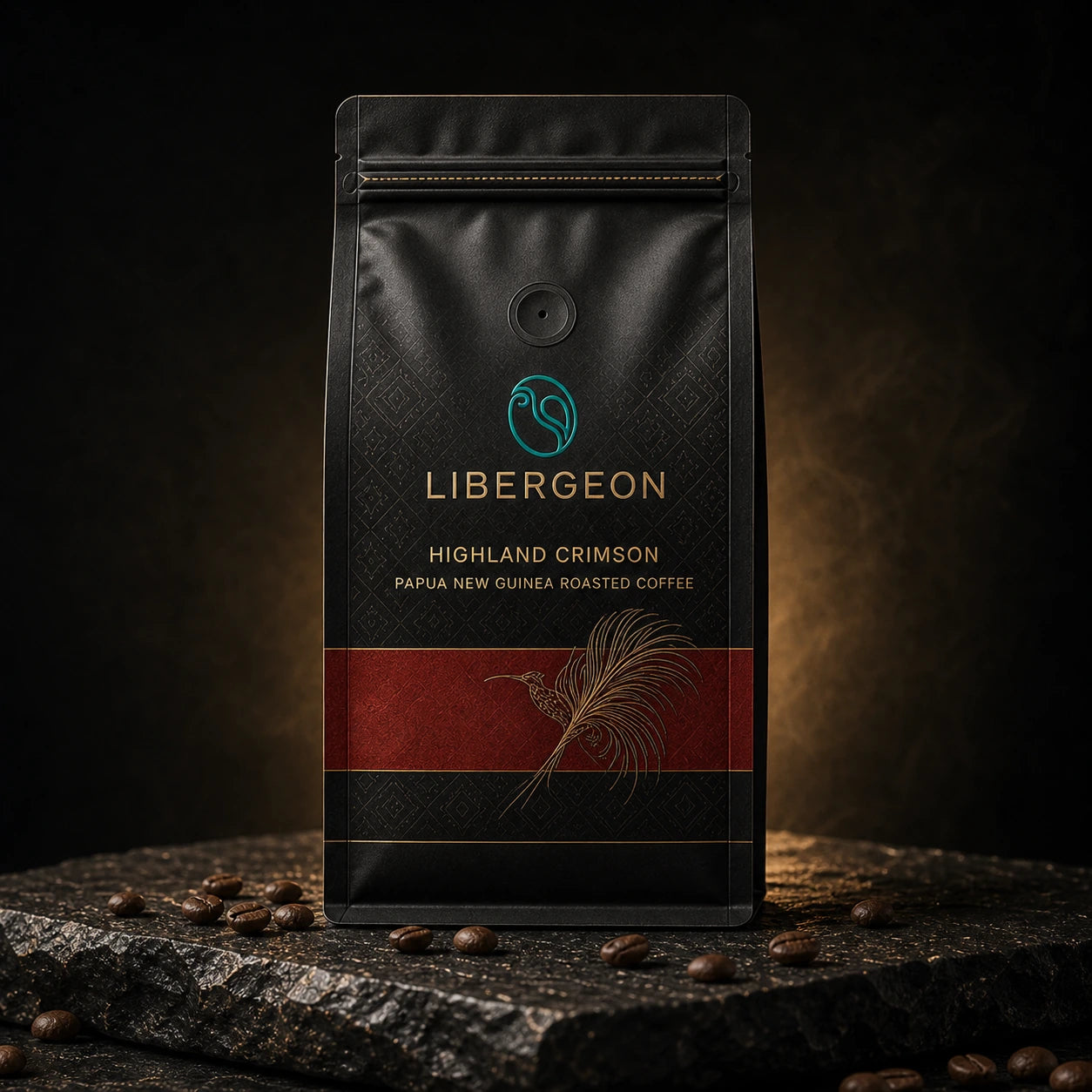 Highland Crimson Libergeon roasted coffee package