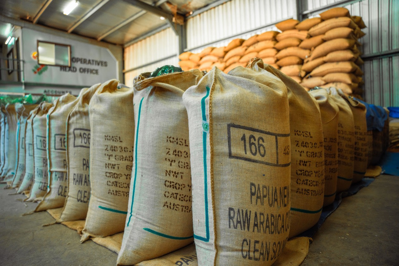 Export-ready green-coffee bags